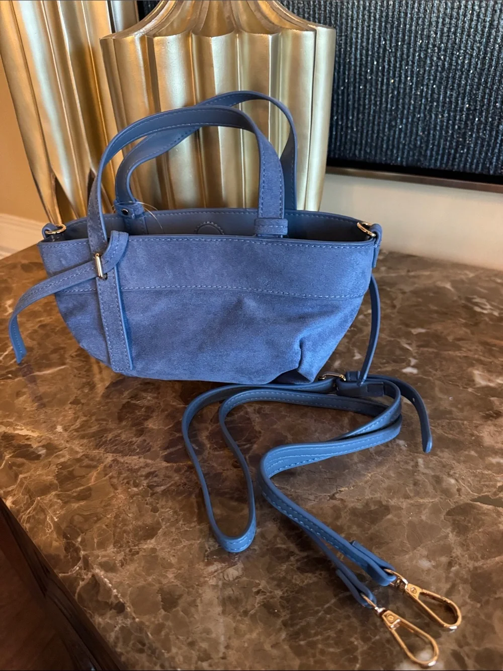 Blue Suede Crossbody Tote - Women Anthropologie